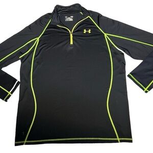 Under Armour Men’s ColdGear Loose 1/4 Zip Pullover in Black/Lime. Size: Large